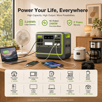 Estación de Energía Portátil FOSSiBOT F2400 de 2400W y 2048Wh con Batería LiFePO4, Carga Solar, Control por Aplicación, Generador Certificado para Camping y Viajes