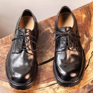 Chaussures habillées pour hommes en cuir noir, bout rond, à lacets, semelle extérieure en caoutchouc antidérapante, toutes saisons - Product Image 4