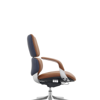 Chaise de bureau classique de luxe, réglable, extensible, imperméable, inclinable, pivotante, en cuir marron moderne