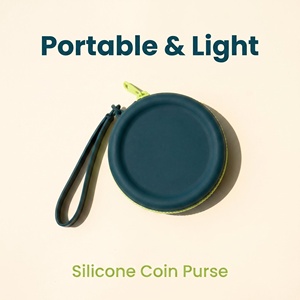 Round Silicone Coin Purse With <b>Wrist</b> Strap Waterproof Mini Zipper Storage Pouch Portable Earbud Key Lipstick Silicone <b>Bag</b> - Product Image 2
