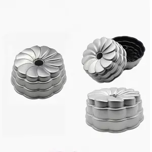 Bandeja de bolo assando bakeware prata da flor do metal De Alumínio fundido pan bundt