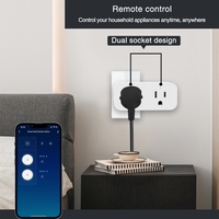 Enchufe Inteligente WiFi Tuya Multiestándar FCC de 15A, Material de PC, Control de Energía Inteligente, 2 Tomas, Uso Industrial, Mini Enchufe