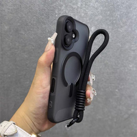 Coque de téléphone translucide en PC et TPU avec dragonne, étui de protection magnétique givré en PC pour iPhone 17 Pro Max