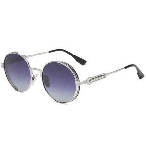 Gafas de sol de marco redondo para hombre y mujer, lentes de sol Punk redondas Vintage con patas de primavera, con logotipo de círculo de Metal, nuevas - Product Image 5