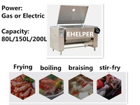 Marmite de braisage inclinable en acier inoxydable, gaz/électrique, capacité 80-320L, équipement de restauration pour friture profonde, garantie complète 1 an