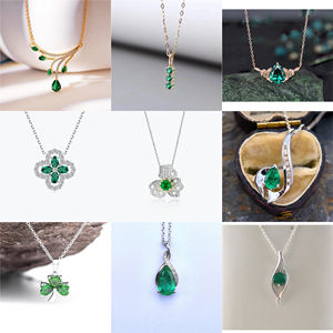 Marca de diseñador de lujo Green Lab Grown Natural Emerald Stone String 14K 18K Colgante Collar Charms Joyería fina para hombres y mujeres - Product Image 3