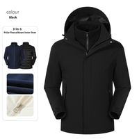 Veste d'hiver pour homme 3 en 1 Chaude Randonnée Camping Coupe-vent Imperméable Détachable Coupe-vent Personnalisable Veste unisexe