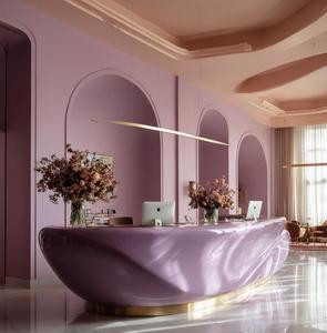 Tùy chỉnh sợi thủy tinh phía trước Bàn nướng sơn tròn cạnh công ty tiếp nhận thiết kế hiện đại mở rộng Thẩm mỹ viện thu ngân truy cập - Product Image 5