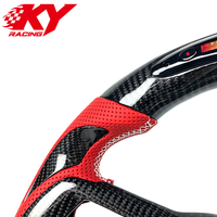 Volante deportivo personalizado de fibra de carbono con cuero rojo y LED RPM para Ford Mustang S650 GT500 350 Shelby 2024-2026