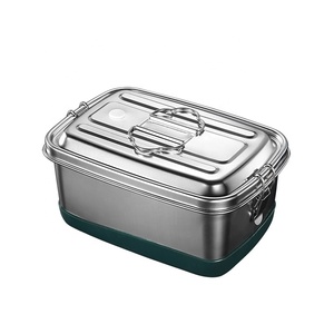 Large Size Double-Layer Divided Compartment 304 Metal Stainless Steel Tiffin Bento Lunch Box Kid's