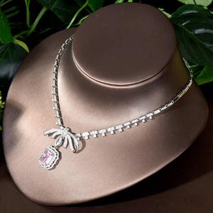 HIBRIDE新しいボウノット2pcsアフリカンジュエリーセット女性用ウェディングラグジュアリーナイジャドバイネックレスキュービックジルコニアブライダルジュエリーN-118 - Product Image 4