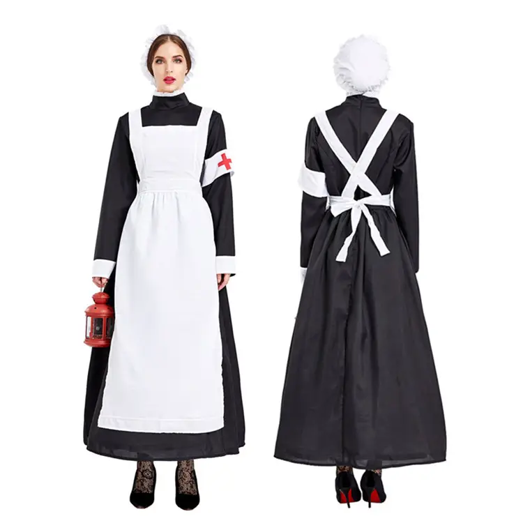 Halloween Cosplay Nurse Costume for Women Fashionable Long Sleeve Nurse Uniform Sets