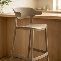 Tabouret de bar commercial en plastique à dossier ailé pour extérieur, chaise de bar pour restaurant et terrasse, tabouret de comptoir en plastique résistant aux intempéries