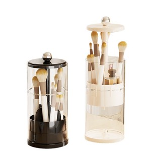 Soporte para brochas de maquillaje tipo prensa con mecanismo de elevación para almacenamiento en tocador, material ABS, organizador de cosméticos de gran capacidad - Product Image 2