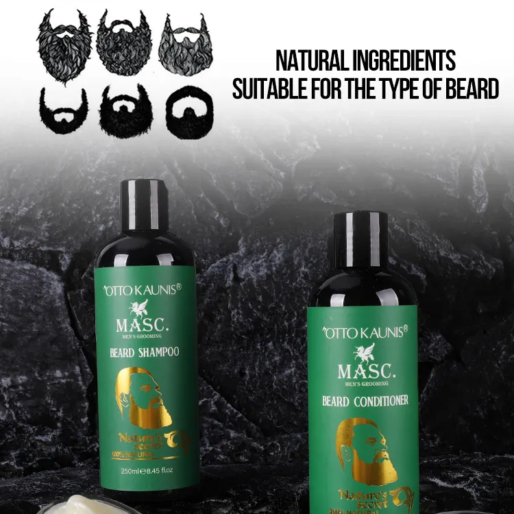 OEM/ODM Beard Growth Kit Beard Washing Shampoo and Conditioner Moustache Grooming Kit Moisturizing Nourishing Beard Care Set