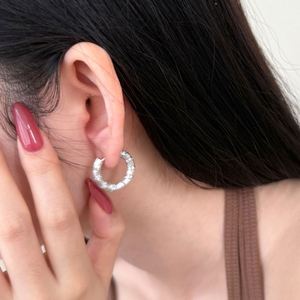 Dylam Personalized Design Chunky Charm Frosted Surface 925 Sterling <b>Silver</b> 5A CZ <b>Clip</b>-on Earrings Jewelry for Women - Product Image 3
