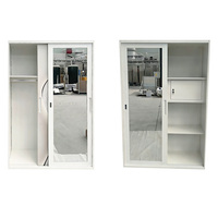 Armoire en acier métallique de qualité supérieure avec porte miroir partielle, design personnalisé, 2 portes, placard de rangement pour chambre à coucher et usage domestique