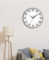 Jam dinding motif Quartz 12 inci, jam dinding Modern Analog Logo kustom 24 jam, motif Quartz untuk ruang tamu, jam hadiah