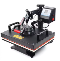 Mesin Pres Setrika Datar Semi-Otomatis 38*38cm 8in1, Mesin Transfer Panas Kaos, Printer Flatbed Transfer Digital untuk Pakaian