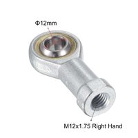 Rotule à haute précision SI12T/K avec filetage femelle M12, autolubrifiante, pour vérins pneumatiques, applications automobiles et tout-terrain