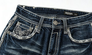 IN Stock Black Men’s Sanding Heavy Stitch Straight Leg Washed <b>Embroidered</b> Denim <b>Jeans</b> Mid Waist fashion <b>jeans</b> for men - Product Image 5