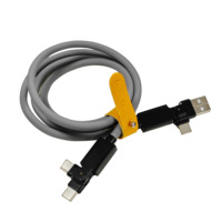 Câble de charge 4-en-1 en forme de L pour gaming, double coudé rotatif, en silicone et alliage de zinc, double entrée Type-C, sortie iOS, charge rapide et câble de données