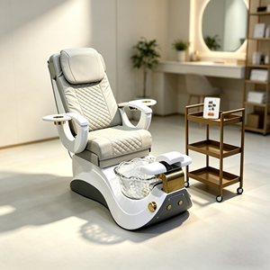 Fauteuil de pédicure électrique de luxe avec cuvette en verre, fauteuil de pédicure spa inclinable en cuir PU, fauteuil de massage pour les pieds - Product Image 3