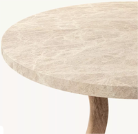 Table Ronde RH OEM avec Plateau en Marbre, Base Croisée, Design Mid-Century, Ensemble de Restaurant de Luxe, Meubles de Villa en Chêne