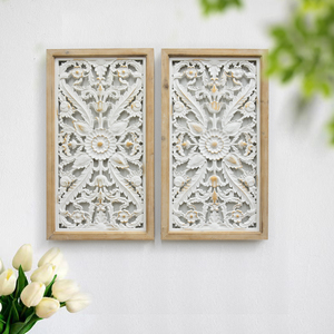 Décoration murale artisanale en bois rustique personnalisée, ensemble de 2 plaques murales sculptées en MDF - Product Image 1