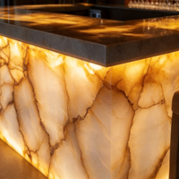 Comptoir de bar sur mesure en marbre blanc neige naturel, éclairage personnalisé, bar moderne pour la maison, multifonctionnel, LED, pour boîte de nuit