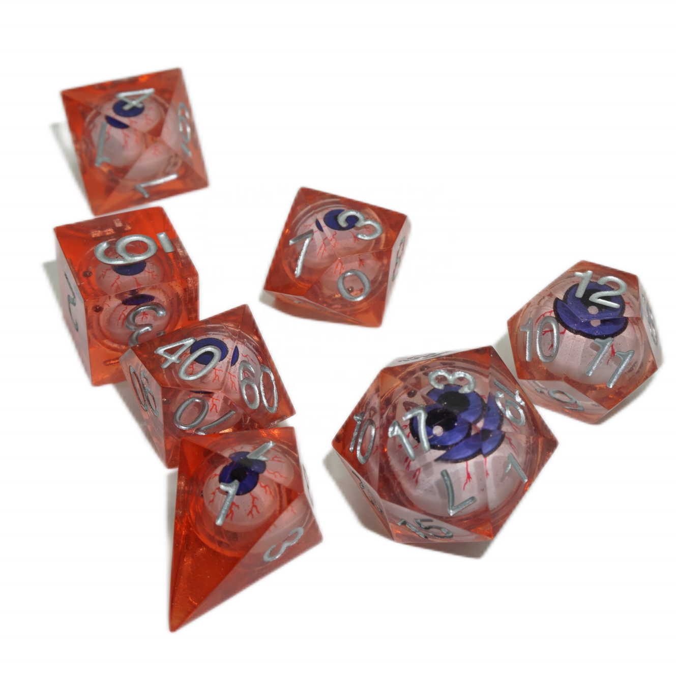 サイコロ 多面体 袋ケース付き ギフト エレメンタルグリーン イベント 深黄 パーティー 7種類のダイス