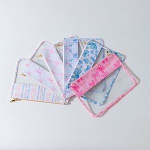 Custom <b>Clear</b> PVC Zipper Portable Lightweight Durable Makeup <b>Bags</b> Bow Print Eco-Friendly <b>Travel</b> Cosmetic Organizer Women - Product Image 1