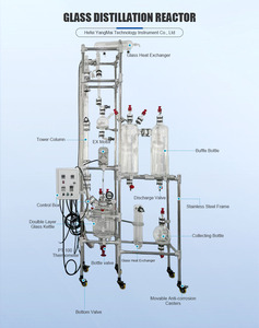 Reactor de Vidrio con Camisa de Destilación, Reactor de Vidrio de Laboratorio con Botella de Vidrio para Separación <span class=keywords><strong>en</strong></span> Síntesis y Purificación - Product Image 2