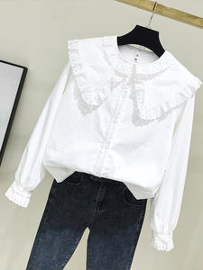 Camicie di <span class=keywords><strong>cotone</strong></span> camicetta <span class=keywords><strong>donna</strong></span> Stand colletto lanterna manica lunga top di <span class=keywords><strong>cotone</strong></span> abiti eleganti femminili di moda - Product Image 6