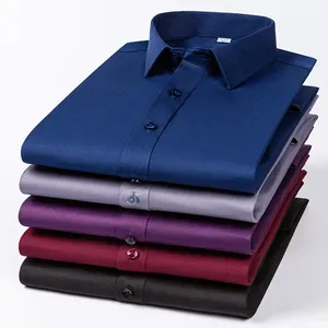 Camicie classiche a maniche lunghe da <span class=keywords><strong>uomo</strong></span> Slim Fit camicia formale elastica abiti da ufficio - Product Image 3