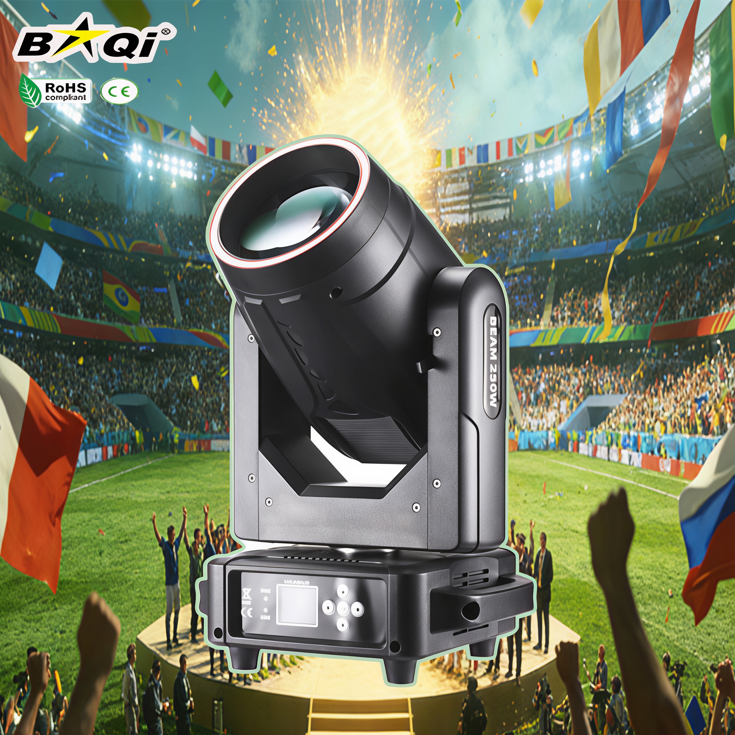 250W Mini LED Moving Head Stage Light | RGB DJ Beam Gobo Spot Light with 8 Prism, DMX512 for Disco, Party &amp; Stage Lighting