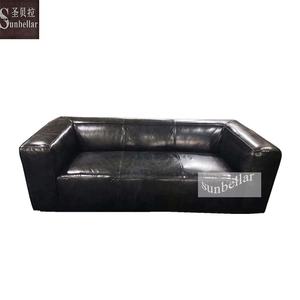 Muebles de oficina para el hogar sofá de cuero verde antiguo 100% de cuero de grano superior sala de estar sofá de oficina 3 asientos vestíbulo de hotel de estilo americano - Product Image 4