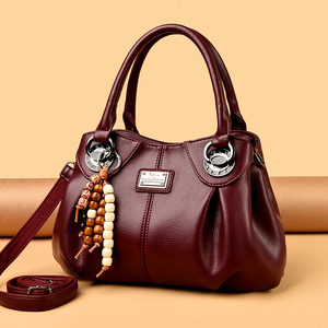 Sacs fourre-tout grande capacité pour femmes en cuir PU souple, sacs à bandoulière avec joli petit pendentif, fermeture éclair, sac à main pour femmes - Product Image 4