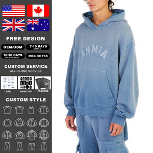 KingSen Sweat à capuche unisexe surdimensionné, 100% coton, imprimé numérique lettres, effet vieilli et délavé, collection hiver, best-seller pour hommes et femmes - Product Image 3