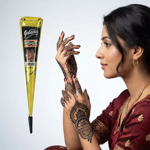 Gold Black Mehandi Cone Ready to Use Smooth Henna Paste for <b>Bridal</b> Wedding Festival Hand Design Use - Product Image 1