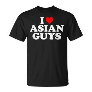 Camiseta I Love Asian Guys Negra Unisex Talla Adulto S M L XL XXL Manga Corta Cuello Redondo Impresión Serigráfica Promocional - Product Image 1
