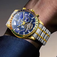 Nouvelle montre mécanique automatique multifonction pour homme en acier inoxydable, ornée de diamants, modèle Cross-border New Glen 8733