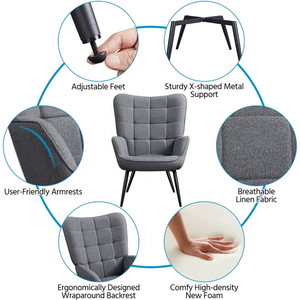 Chaise de canapé élégante et bon marché, vente en gros, chaise longue de bureau à capitonner pour <span class=keywords><strong>salon</strong></span>, chaise d'appoint rembourrée avec <span class=keywords><strong>pouf</strong></span> - Product Image 3