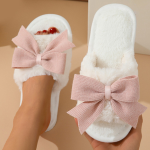 Zapatillas de mujer invierno lindo arco femenino interior hogar calor suela gruesa antideslizante zapatillas de punta abierta - Product Image 3