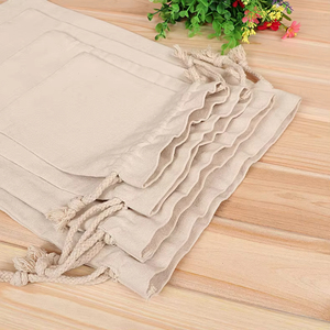 Reusable <b>Small</b> <b>Canvas</b> <b>Bag</b> Drawstring Beige Rice Coffee Bean Storage Drawstring <b>Bag</b> with logo - Product Image 5