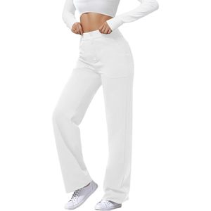 Pantalones Anchos de Cintura Alta FOXA para Mujer, Elásticos, Transpirables, con Bolsillos, para Oficina, Trabajo, Casual - Product Image 1