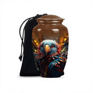 Urna grande de aluminio para cremación de pájaros tucán para adultos para cenizas, urna conmemorativa decorativa de tamaño completo con bolsa de terciopelo gratis - Product Image 1