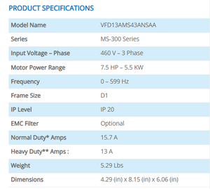 MS300 ซีรีส์ เดลต้า VFD13AMS43ANSAA 3 เฟส 460V VFD สำหรับพัดลมลำเลียงปั๊ม CNC - Product Image 2