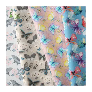 Hot Selling Butterflies Printed Liberty Cotton Fabric Lightweight 100% Cotton Fabric For Women's Garment