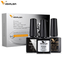 Kit de couche de finition de base 3pcs * Venalisa Professional Use Only 7.5ml Acide Free Nail Gel Polish Set